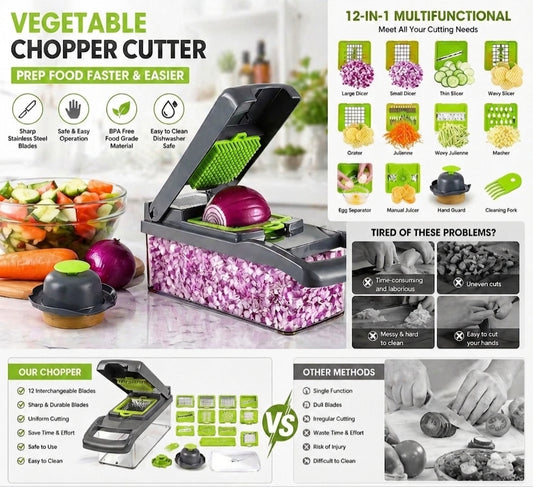 QuickSlice Pro 16-in-1 Vegetable Chopper – Chop, Slice & Dice in Seconds